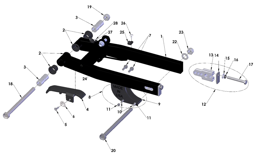 SWINGARM ASSEMBLY: 2021-2023 CX50 JR