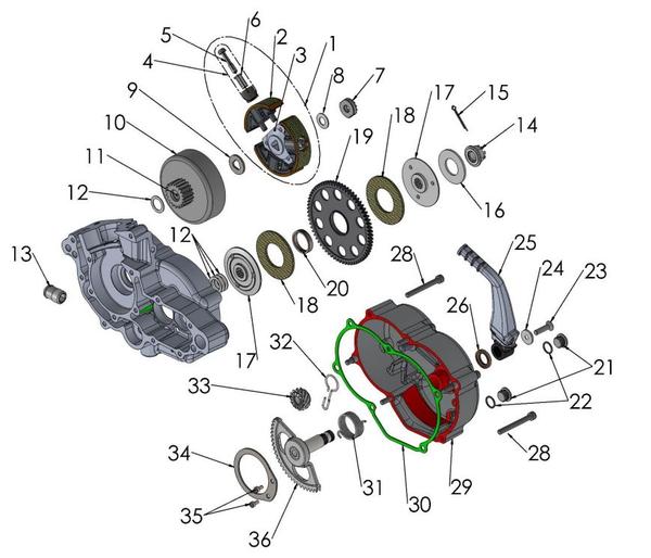 ENGINE - CLUTCH AND KICK LEVER: 2021-2023 CX50 FWE – JS Performance MX