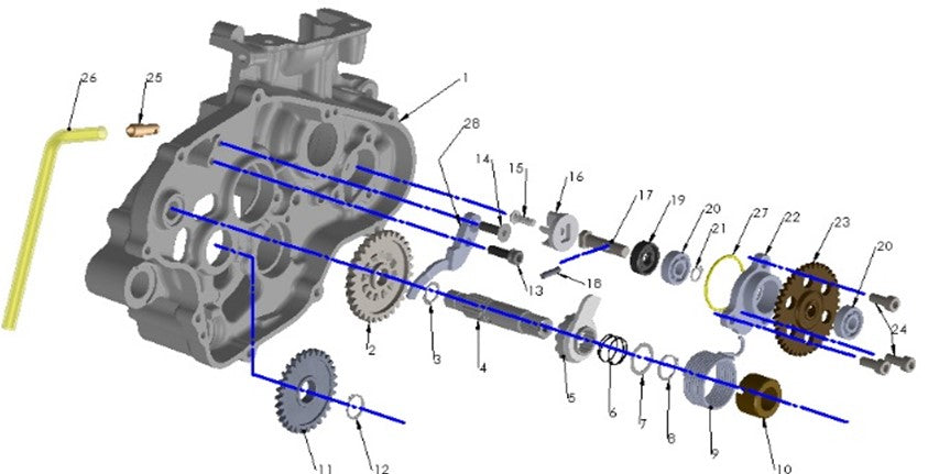 ENGINE - KICK MECHANISM AND WATER PUMP - CX65