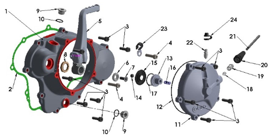 ENGINE - CLUTCH AND KICK COVER - CX65